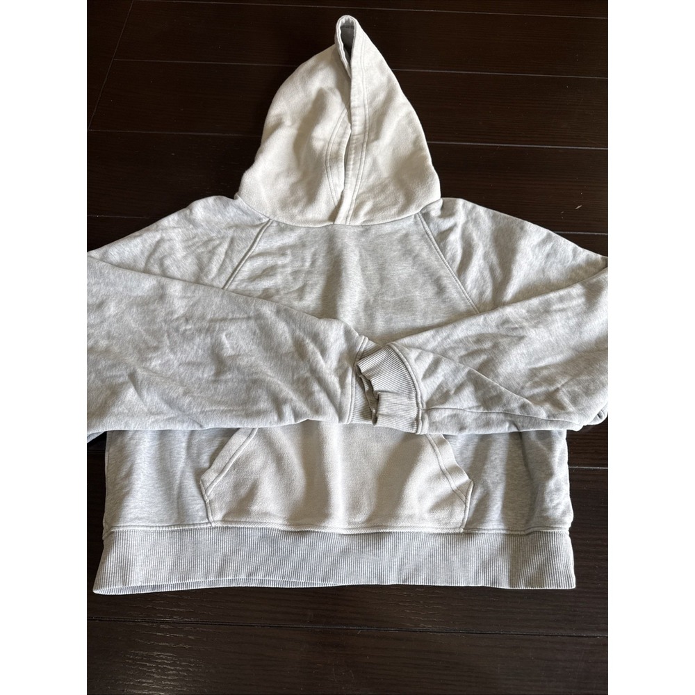 Aerie Womens Gray Cotton Cropped Hoodie Sweatshirt Sz L